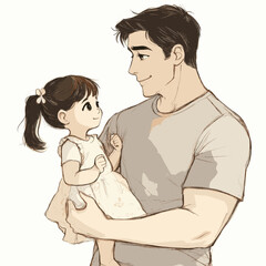 Father and daughter smiling together