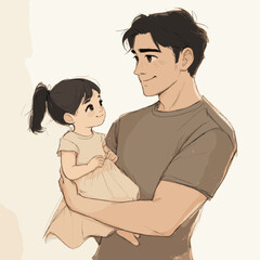 Father and daughter smiling together