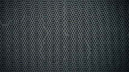 Dark gray perforated metal panel, geometric pattern.
