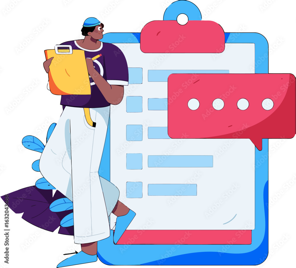 Poster Organized and efficient workflow with a man checking off tasks on a digital list, enhancing productivity and ensuring successful project management with clear communication and planning