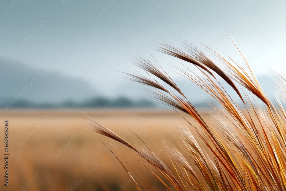 Poster captivating grasses sway in the gentle wind creating a colorful landscape with empty space for text