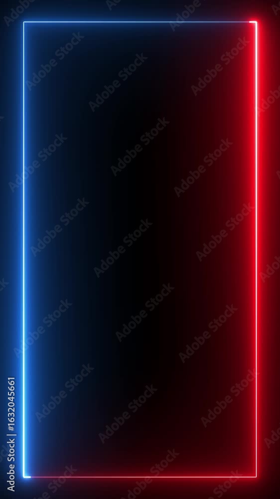 Poster dynamic neon frame animation red and blue glowing border abstract background loopable futuristic des