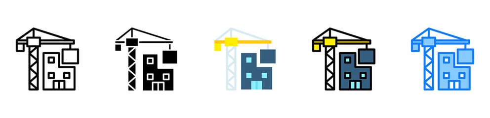 Construction icon multiple style 