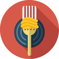 Pasta noodlesicon design. Pasta noodles on fork. stock illustration