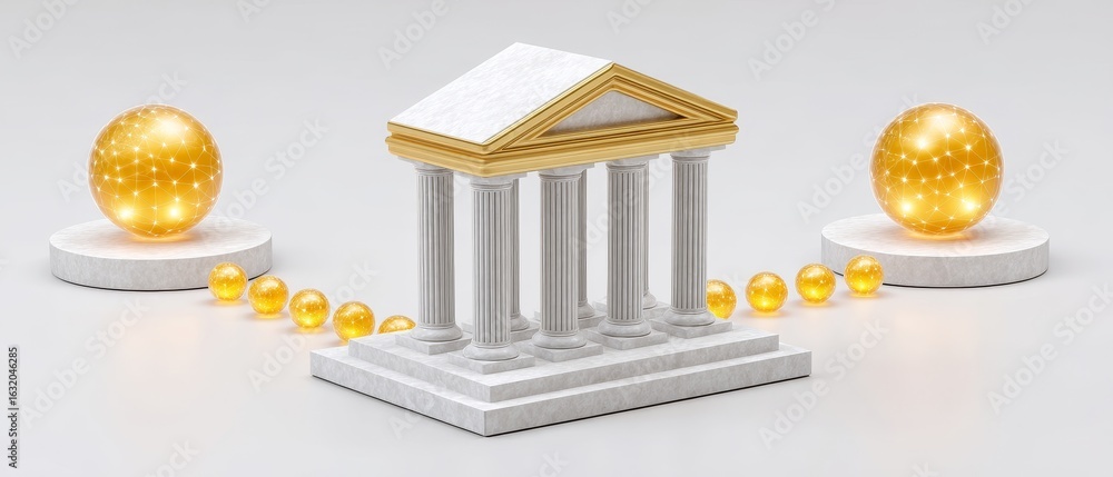 Poster digital banking platform innovation virtual space 3d model finance environment isometric view modern