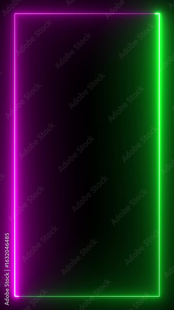 Poster dynamic neon frame loop green and purple glowing border abstract background for modern design digita
