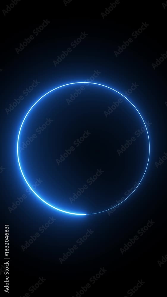 Aufkleber glowing blue circle animation abstract neon light loop perfect for futuristic tech backgrounds digit