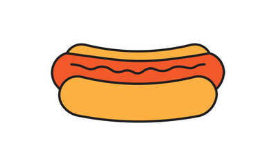Hot dog icon collection in black and colored style. Sausage icon symbol collection on white background