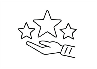 Obraz premium A minimalist single line art depiction of a human hand giving a star rating or evaluation sign isolated on white background