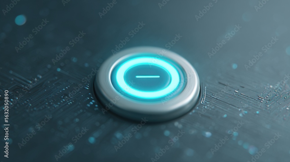 Aufkleber a blue button with a white circle in the middle and a red line through it