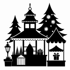 christmasmarket vector clean black silhouette design white background
