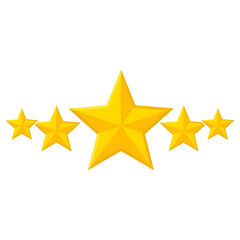 Obraz premium Five Golden Star Rating on Black Background