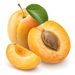 Canadian White Blenheim Apricot Pale Golden Apricot with Smooth, Velvety Skin and Subtle Warm Glow, Exuding Sweetness and Delicate Freshness on a Pristine White Background for Modern Appeal