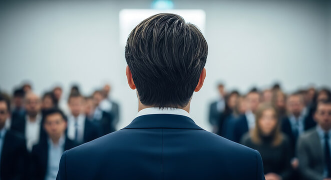 Strategic leadership vision towards a captivated audience during impactful conference session - Powered by Adobe