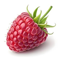 Loganberry Raspberry Deep Red-Purple Berry with Plump, Juicy Texture and Glossy Skin, Radiating Sweetness and Unique Freshness on a Pristine White Background for Modern Visual Appeal