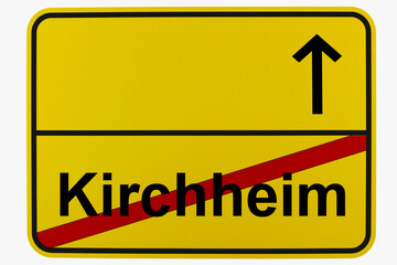 Illustration eines Ortsausgangsschildes von Kirchheim in Baden-Württemberg	