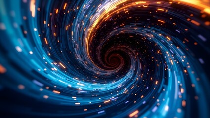 Obraz premium Vibrant cosmic swirl of blue and orange energy