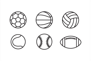 Vector illustrations of various sports balls for active lifestyle projects