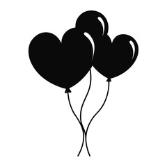 Heart Balloons vector clean black silhouette design white background