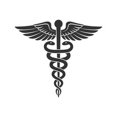 Medical Snake Caduceus Logo Sign Template Vector Isolated on White Background