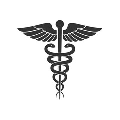 Medical Snake Caduceus Logo Sign Template Vector Isolated on White Background