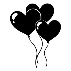 Heart Balloons vector clean black silhouette design white background