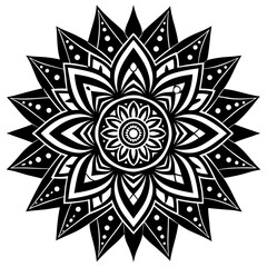 black and white abstract floral mandala design
