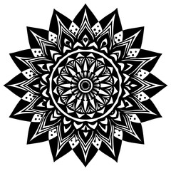black and white abstract floral mandala design