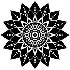 black and white abstract floral mandala design