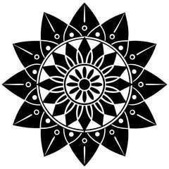 black and white abstract floral mandala design