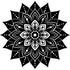 black and white abstract floral mandala design