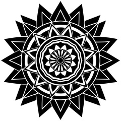 black and white abstract floral mandala design