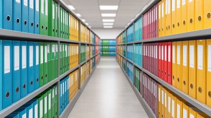 Back to school preparation colorful shopping for children’s supplies in organized school shelves