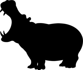 Hippopotamus Silhouette Vector Illustration
