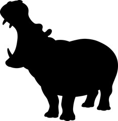 Hippopotamus Silhouette Vector Illustration