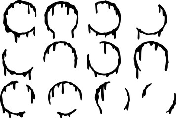 Drip rings in black on white background. Creative design for art or decor projects.