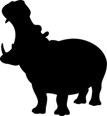 Hippopotamus Silhouette Vector Illustration