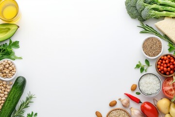 Fresh Bounty: A vibrant array of fresh, wholesome produce artfully arranged, inviting viewers to savor nature's nutritional gifts.