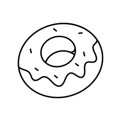Donut line icon with white background vector stock illustration