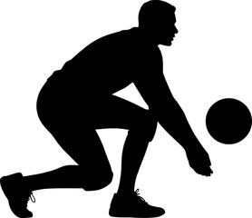 Volley Ball Player Silhouette Vector Illustration