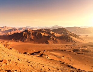 Obraz premium Martian Dunes Under Pale Red Sky