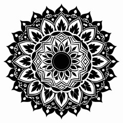 Mandala Repeat Frame vector clean black silhouette design white background