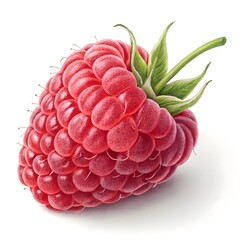 Glen Ample Raspberry Vibrant Red Raspberry with Plump, Glossy Berries and Rich Texture, Exuding Sweetness and Freshness on a Pristine White Background for a Modern, Inviting Appeal