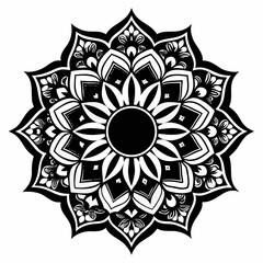 Mandala Repeat Frame vector clean black silhouette design white background