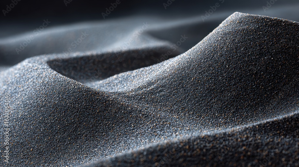 Poster textured terrain: a close-up shot captures the undulating texture of a mysterious, dark landscape, o