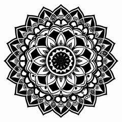 Mandala Repeat Frame vector clean black silhouette design white background