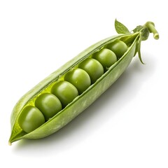 Knight Pea Crisp Green Knight Pea Pods with Plump, Glossy Peas on Pristine White Background, Highlighting Freshness, Smooth Texture, and Modern Minimalist Style for Nutritious Culinary Inspiration
