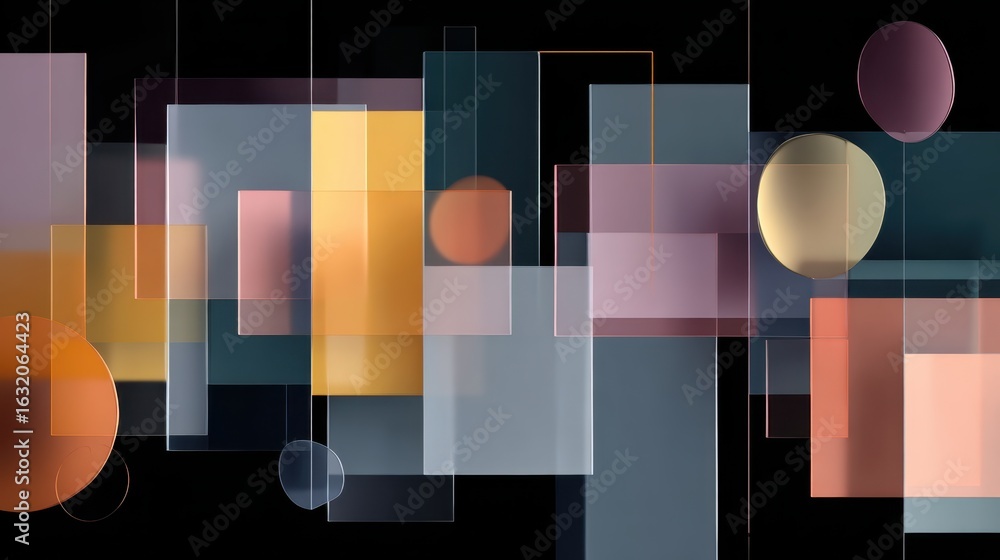 Aufkleber geometric abstraction: a vibrant composition of intersecting geometric shapes in a stunning display 