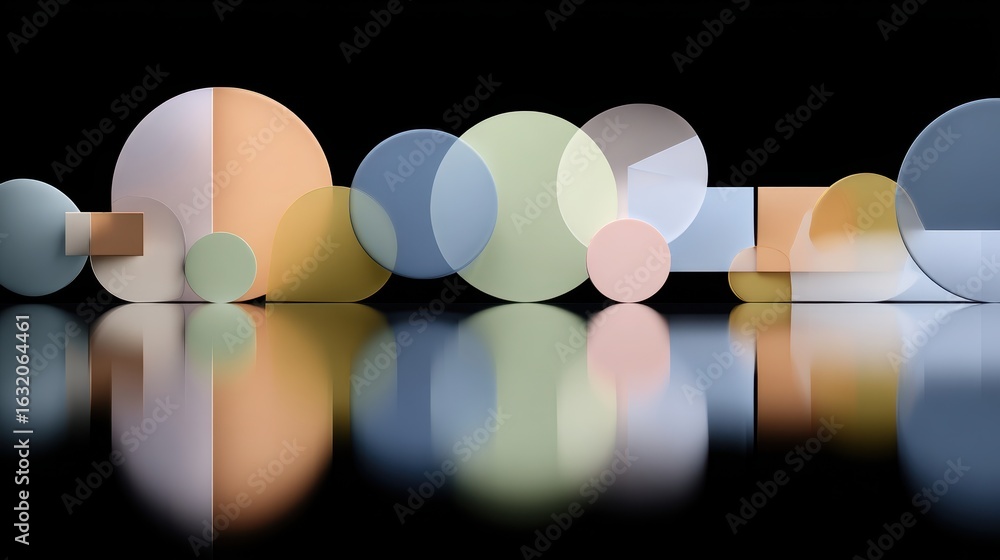 Poster abstract geometric composition with reflection: a captivating artistic composition of geometric shap