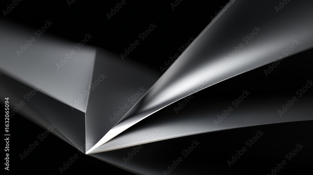 Poster abstract paper geometry: a study in contrasts. abstract macro photography showcases the elegant fold